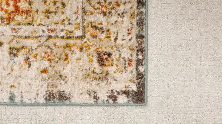 a rug on cream carpet